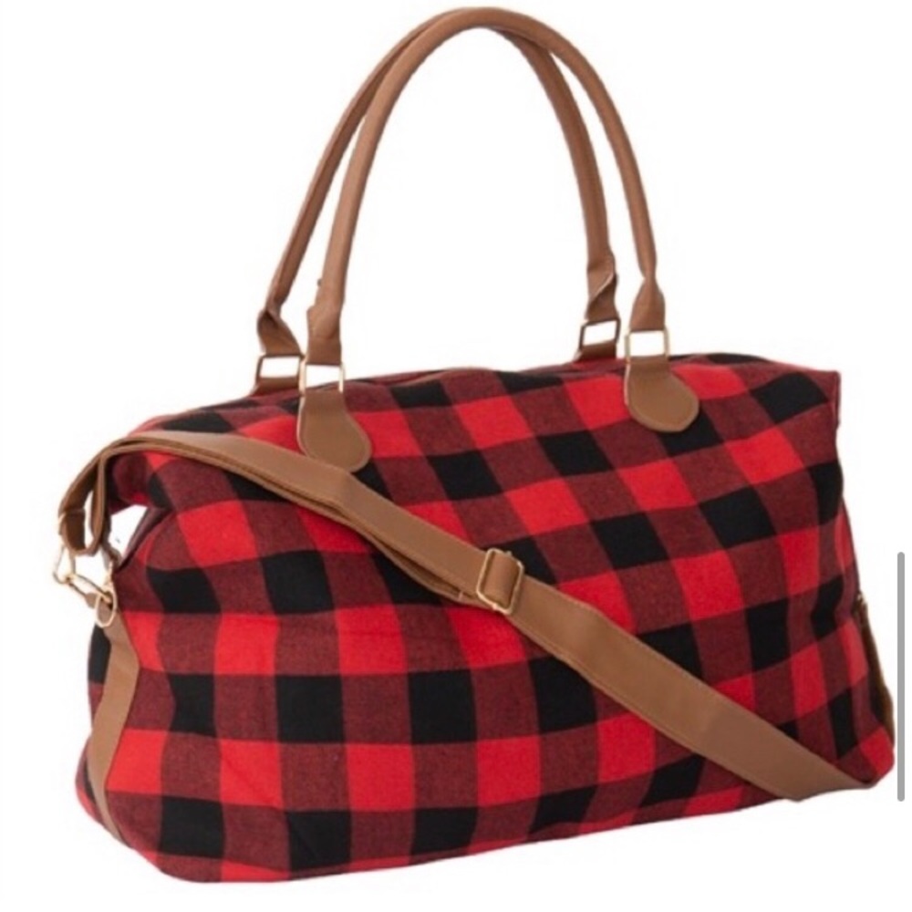 LAST ONE: Extra large Buffalo plaid weekend overnight getaway duffel bag - Picture 6 of 8